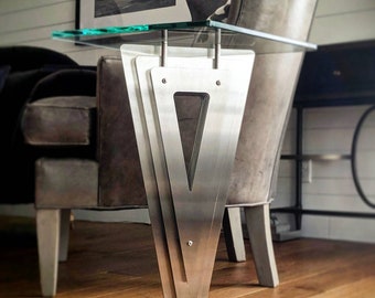 The Gatsby Art Deco Tower Stand in Glass and Stainless Steel