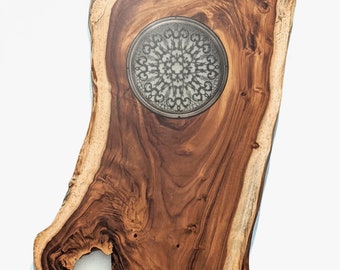 Parota Wood Slab with Inlayed Design