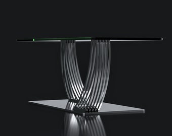 Silver Waves in Stainless Steel and Glass Table Stand