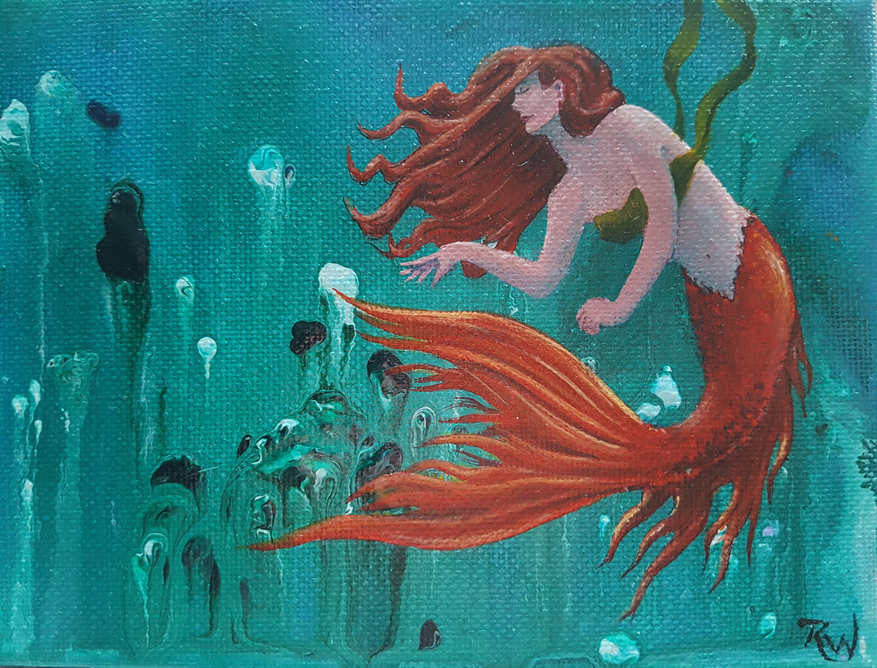 Mermaid. Aria original acrylic painting on canvas | Etsy