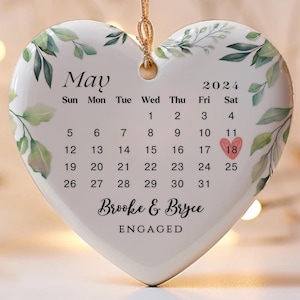 calendar ornament - personalized wedding day - custom engagement date ornament - engagement announcement - wedding engagement gift