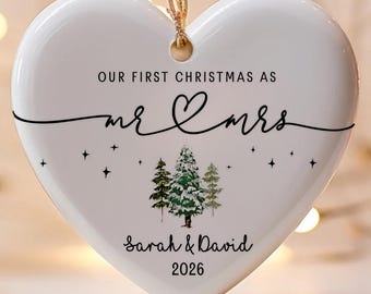mr mrs ornament - Wedding Gift - Personalized First Christmas Keepsake - Our 1st Christmas Mr & Mrs Ornament - Housewarming mr and mrs idea