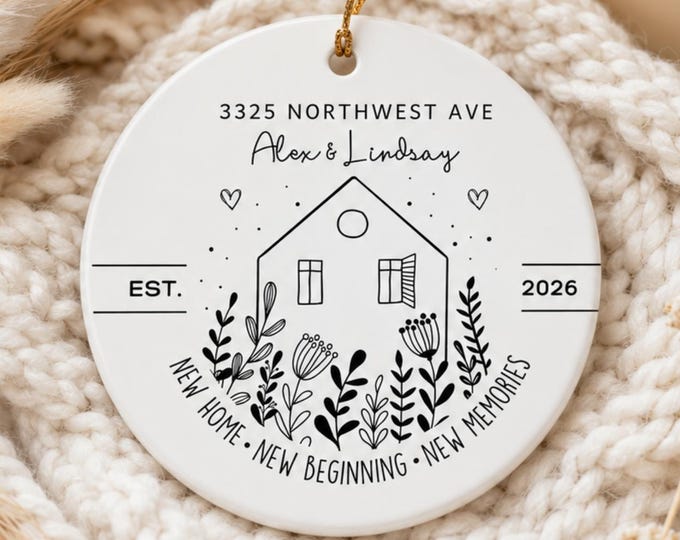 Personalized new home ornament, New House New Beginning, Housewarming Gift for Women, First Home Gifts, New Home Owners Gift Idea