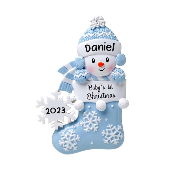 Baby First Christmas Ornament, Personalized Baby Boy Girl Christmas Ornament, Blue, Pink, Red, Hand Personalized, 2023