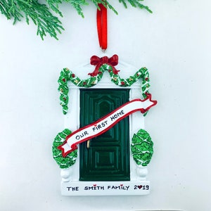 Green Door Personalized Christmas Ornament, New House Ornament, Family House, Our First Home 2024