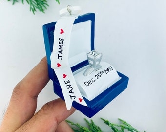 We are Engaged Ornament, Personalized Engagement Ring Christmas Ornament, Our First Christmas Engaged, She Said Yes, 2021 Engaged Couple