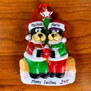 Personalized Couple Ornament, Personalized Christmas Ornament, Personalized Family Ornament, Black Bear Ornament, 2025 Ornament