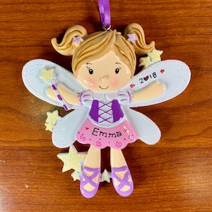 Fairy Girl Ornament, Personalized Christmas Ornament, Little Girl, Name Personalized Christmas Tree Decor, Ornament for kids