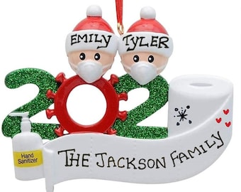 PERSONALIZED Park Bench Family of 4 Christmas Tree Ornament Holiday Name Gift
