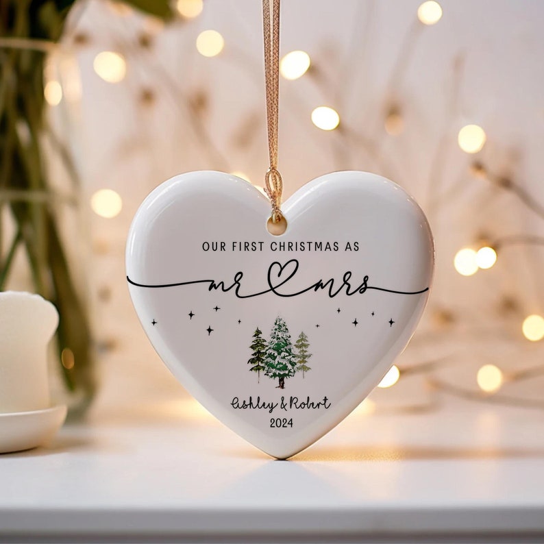 mr mrs ornament - Wedding Gift - Personalized First Christmas Keepsake - Our 1st Christmas Mr & Mrs Ornament - Housewarming mr and mrs idea