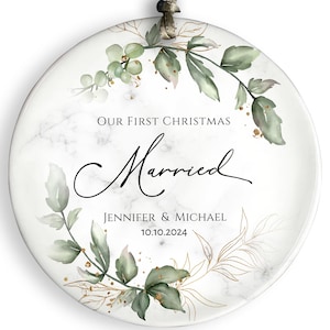 first christmas married ornament, 1st christmas Personalized Ornament, Gift for Newlywed Couple, wedding gift, christmas gift for couple
