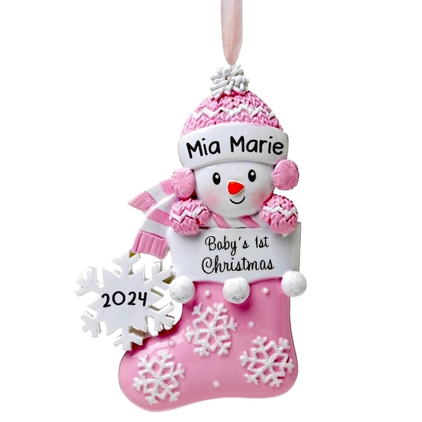 2026 Baby First Christmas Ornament, Personalized Baby Girl Christmas Ornament, Snowflake, Personalized Christmas Ornaments for kids, babies