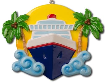 Cruise Ship Personalized Christmas Ornament | Travel Ornaments | Holiday Gift for Traveller, Name Personalized Decor