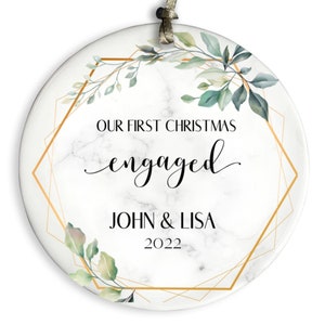 Personalized First Christmas Engaged Ornament 2024, Gift for Christmas, Custom Engagement Keepsake Ornament, Custom Engaged Ornament