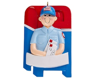 Mail Man Personalized Christmas Ornament, Name Personalized Decor, Post Office