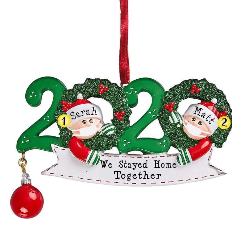 2020 Covid Ornament With Mask Personalized Christmas Ornament, Quarantine Ornament, Pandemic Ornament 2, 3, 4, 5 Family Ornament Family of 2
