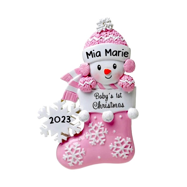 2024 Baby First Christmas Ornament, Personalized Baby Girl Christmas Ornament, Snowflake, Personalized Christmas Ornaments for kids, babies