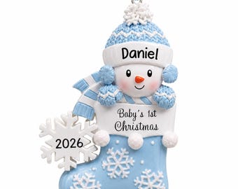 Personalized Baby's First Christmas Ornament, Hand Painted, Comes with Gift Box - Blue, Pink, Red - Newborn Baby Boy Girl 1st Christmas