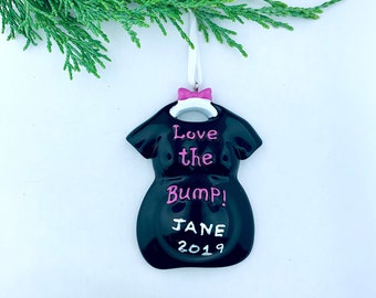 Love The Bump Personalized Ornament, Pregnant Mom Ornament, We're Expecting, Personalized Christmas Ornaments for pregnant mom, for couple