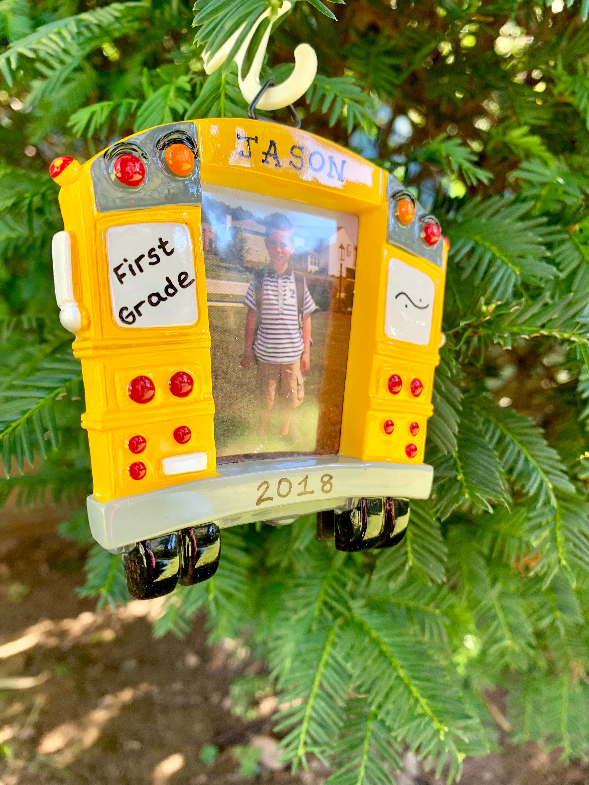 School Bus Frame Christmas Ornament Personalized Christmas Etsy