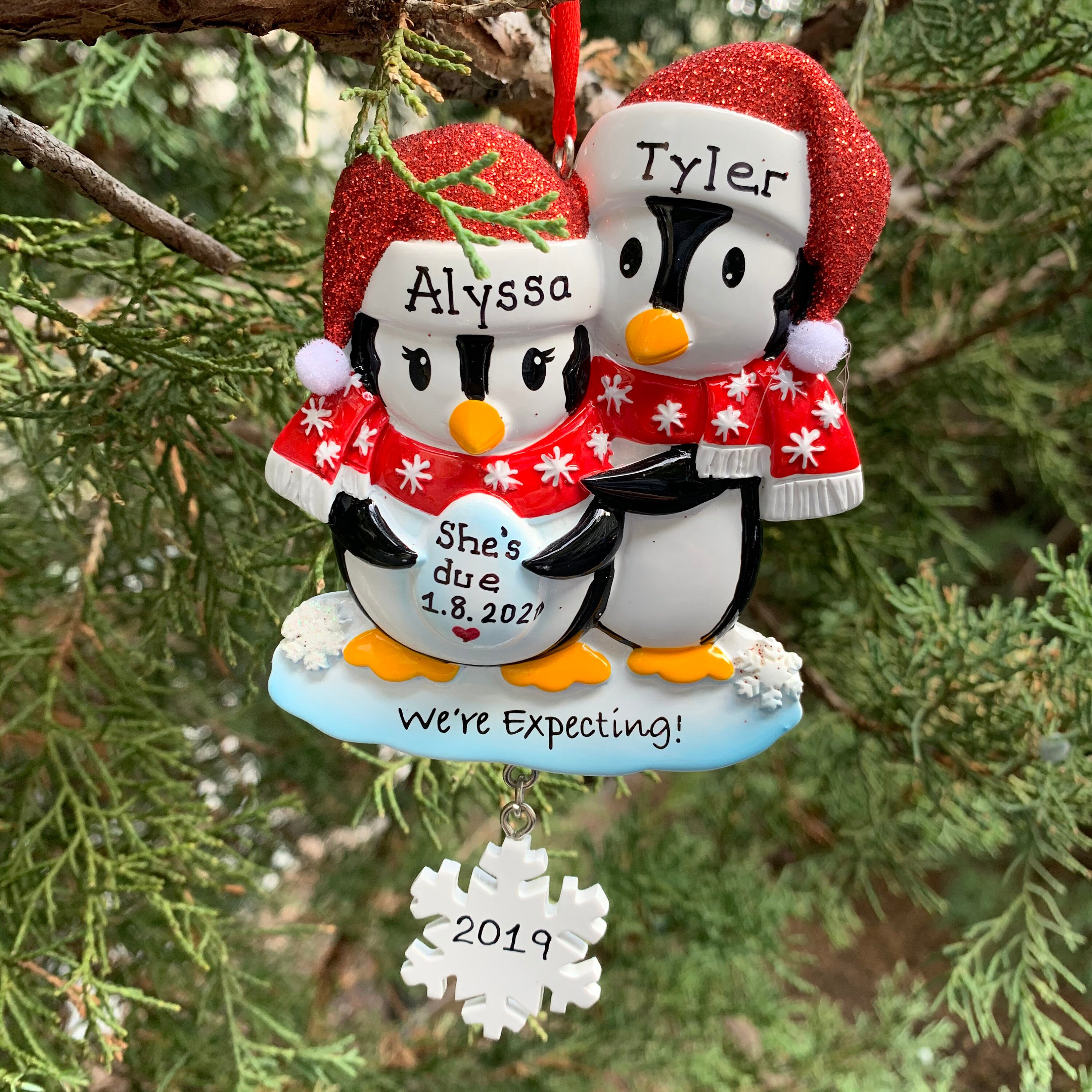 Expecting Christmas Ornament Personalized 