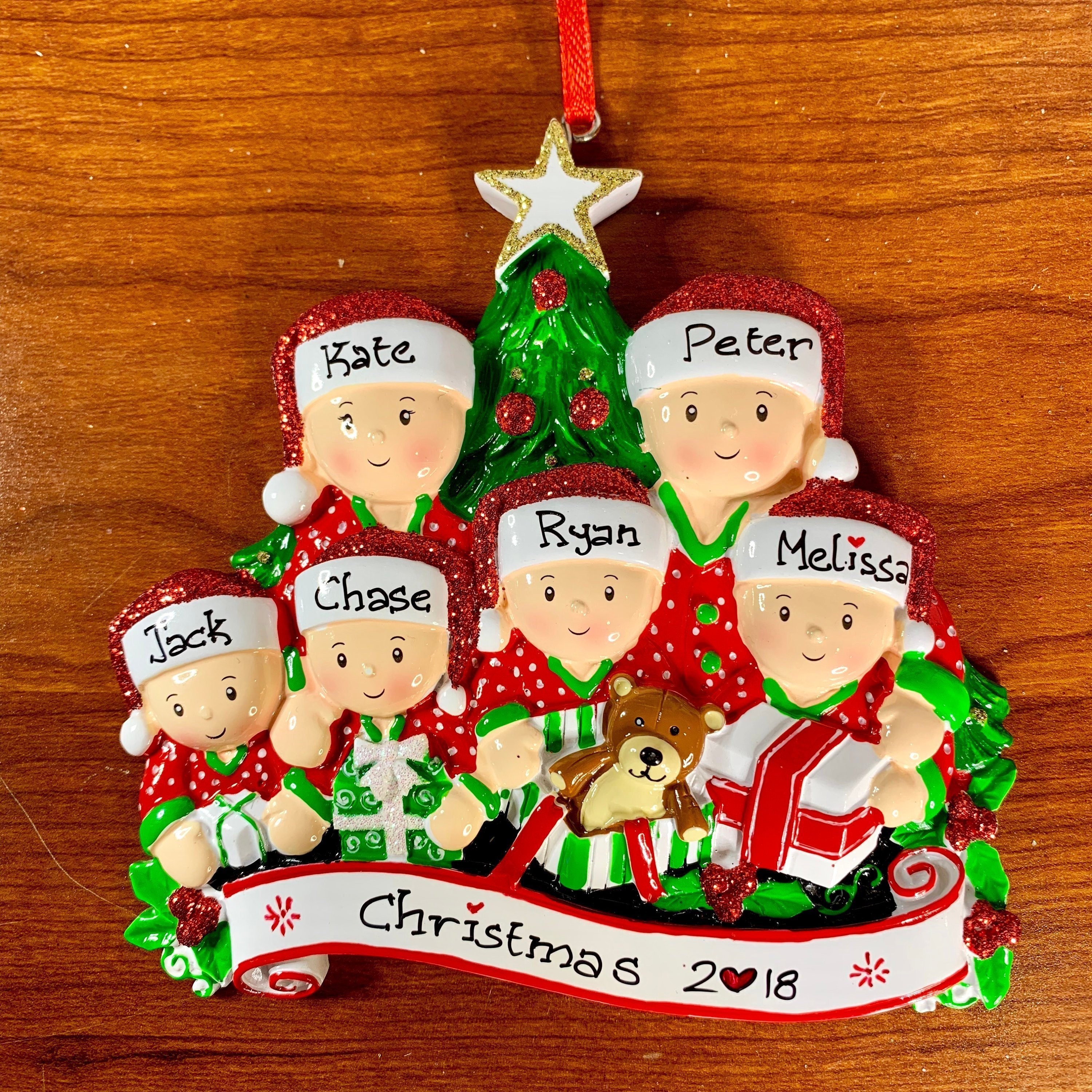 Christmas 2022 Opening Presents 6 Family Opening Presents Ornament Personalized Christmas | Etsy Singapore