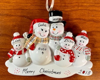 5 Expecting Family Personalized Christmas Ornament, New Baby Expecting Ornament, We're Expecting Snowman, Pregnant Mom Ornament