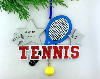 Personalized Tennis Racquet Ornament, Sport, Hand Personalized, 2024