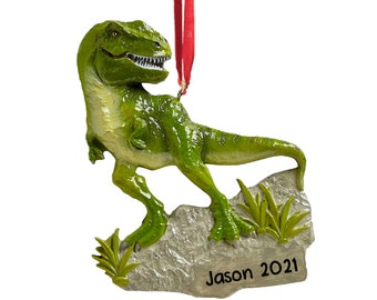 Personalized T-Rex Dinosaur Ornament Custom Christmas Ornament for Kids, Holiday Gift for kids, Free Gift Box