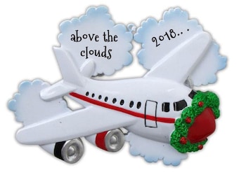 Jetliner with Clouds Personalized Christmas Ornament | Travel Ornaments | Holiday Gift for Traveller