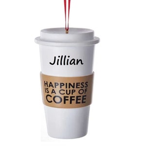 Personalized Coffee Tumbler Cup Ornament Coffee Cup Hanging Ornament Christmas Gift for Coffee Lovers