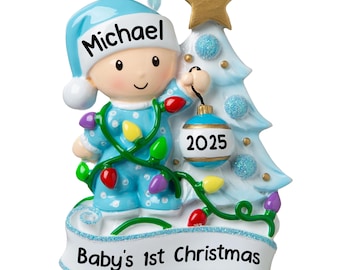 2025 Personalized Babys First Christmas Ornament, 1st Christmas Baby Boy Girl Gift for Couples, New Parents Keepsake Gift for Newborn Baby