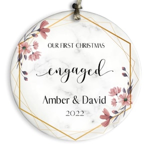 Engaged Christmas Ornament, 2025 Personalized Our First Christmas Engagement Ornament, Couple Gift, Keepsake Ornament
