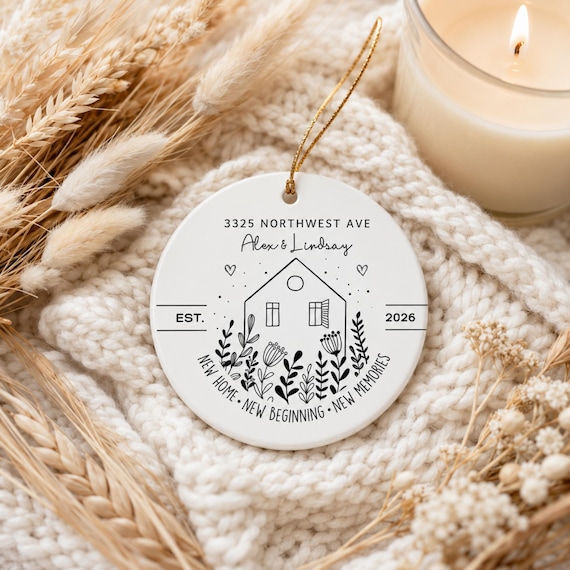 Personalized new home ornament, New House New Beginning, Housewarming Gift for Women, First Home Gifts, New Home Owners Gift Idea