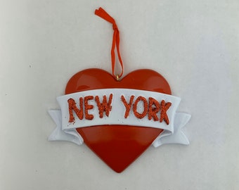 New York Heart Personalized Christmas Ornament | Travel Ornament | Holiday Gift for Traveller, Christmas Time in New York