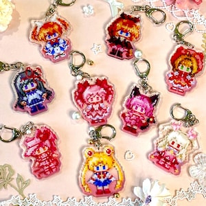 Madoka sailor moon Illya saint tail Nanoha card captor Sakura Tokyo meow meow ichigo Homura Shugo Chara acrylic keychain magical girl