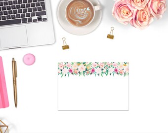 Pink Peonies stationery set with white envelopes