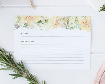 Delicate Floral Recipe Cards