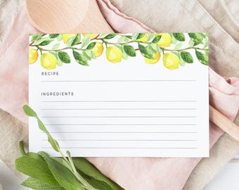 Lemon Recipe Cards- 80# paper