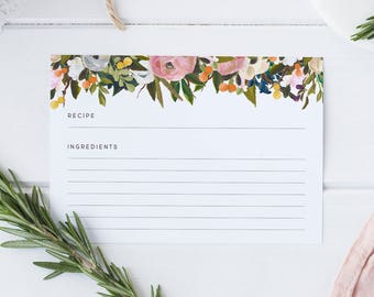 Floral Recipe Cards- 80# paper