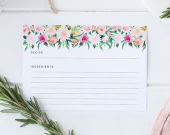 Pink Peonies Recipe Cards- 80# paper