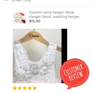 Custom name hanger decal, Hanger Decal, wedding hanger decal, DIY hanger, bridesmaid hanger, bride hanger, Custom decal, Name decal image 2