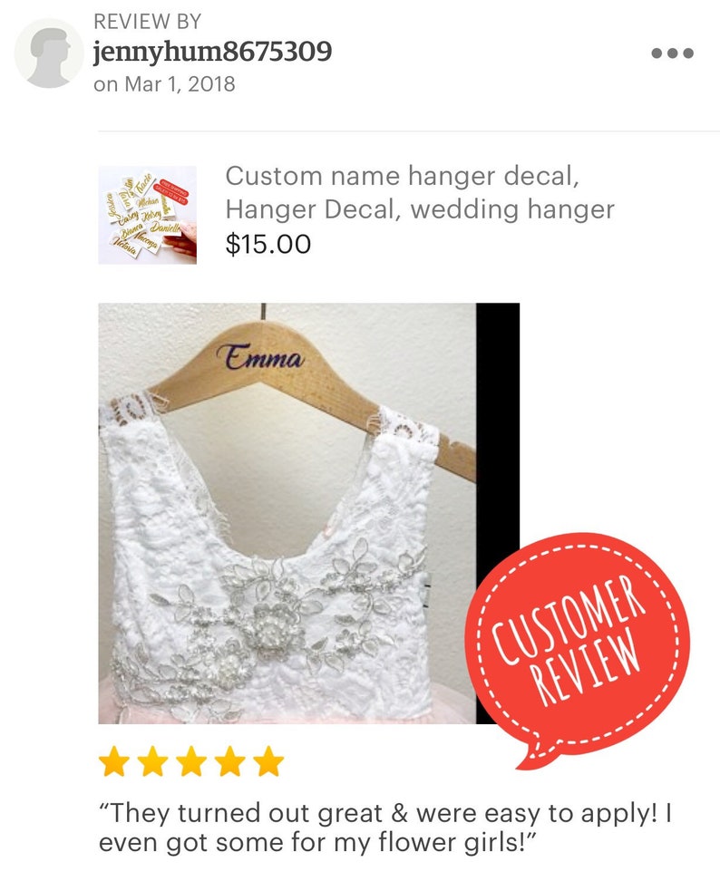 Custom name hanger decal, Hanger Decal, wedding hanger decal, DIY hanger, bridesmaid hanger, bride hanger, Custom decal, Name decal image 2
