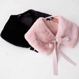Cuello de piel sintética, cuello de piel sintética, cuello de piel sintética negra, cuello de piel sintética rosa, regalo para mujer