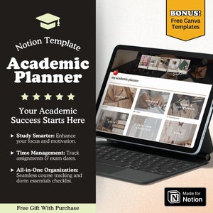 Academic Notion Planner Template: Student Study Dashboard (Digital Download)