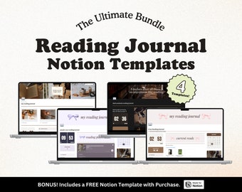 Ultimate Reading Journal Notion Template Bundle, Book Tracker, Library Planner, Bookish Notion Dashboard, Aesthetic Digital Bookshelf