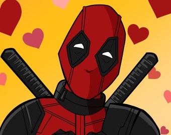 Deadpool Illustration Print: Matte Photo Paper, Superhero Wall Art