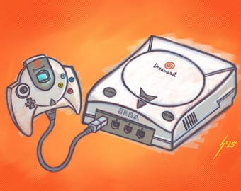 Ilustración de Sega Dreamcast: Impresión artística de juegos retro