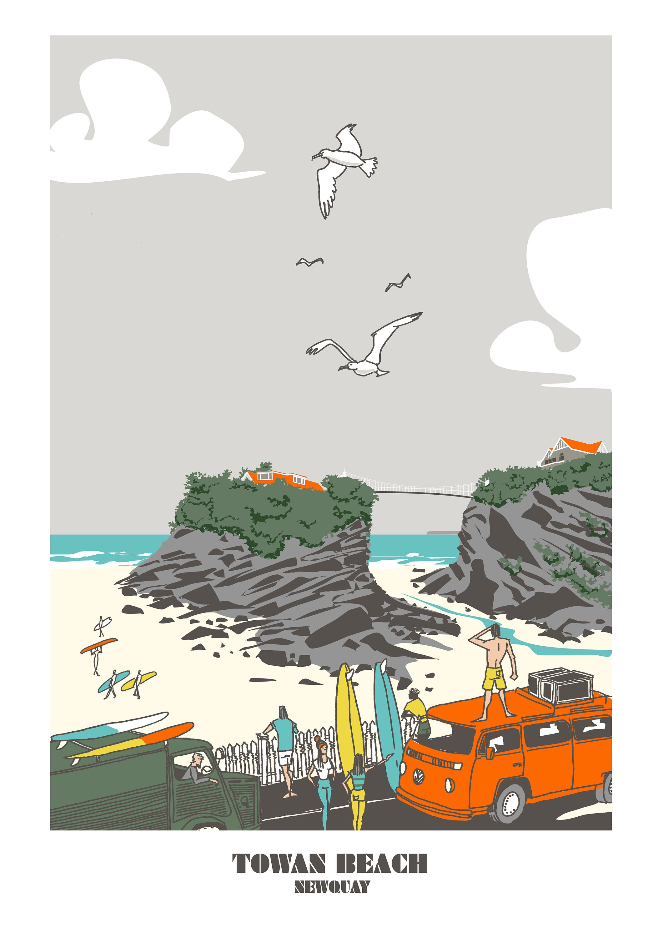 Surf Inspired Artwork Newquay Cornwall Giclee Original Art Etsy UK