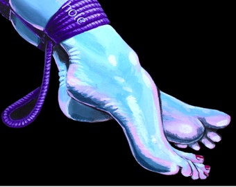 Shibari, "KM02" 13"x19" Print, Bondage, BDSM, Erotic Art, Rope Art, Foot Fetish, BDSM Art